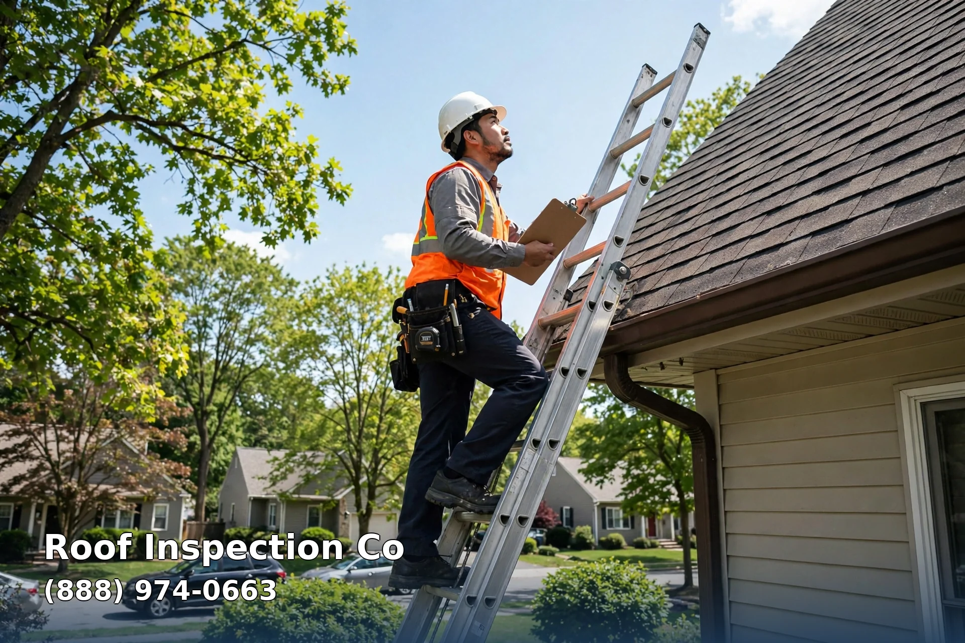 Roof inspector examining a residential roof in Perth Amboy, NJ